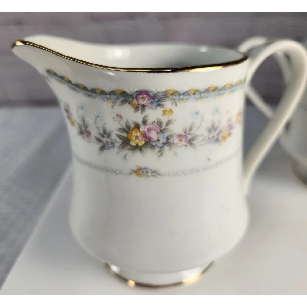 Baum Brothers Porcelain Cream and Covered Sugar Set Floral Pattern-Joy